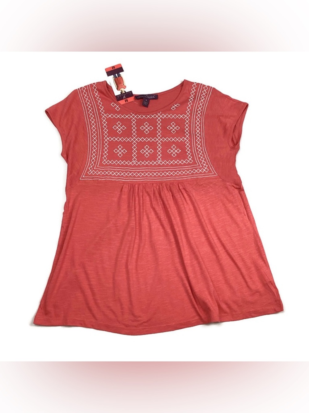Gloria Vanderbilt Women’s Embroidered Short Sleeve Top Medium NEW!